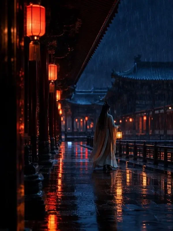 短剧《宫墙夜雨十年灯》海报封面，古装题材，共92集